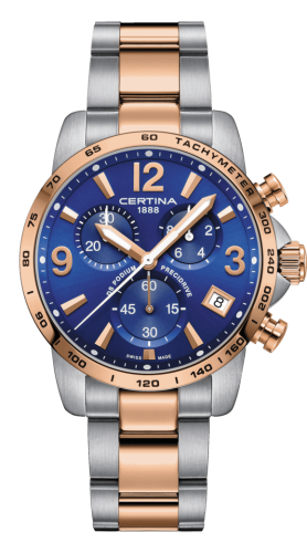 Certina - C034.417.22.047.00  DS Podium Chronograph 1/10 Sec Stainless Steel / Rose Gold PVD / Blue / Bracelet