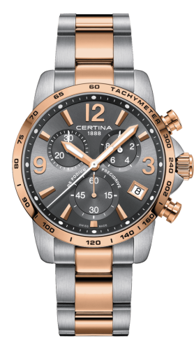 Certina - C034.417.22.087.00  DS Podium Chronograph 1/10 Sec Stainless Steel / Rose Gold PVD / Grey / Bracelet