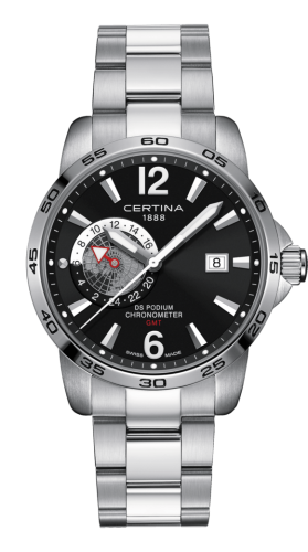 Certina - C034.455.11.057.00  DS Podium GMT Stainless Steel / Black / Bracelet