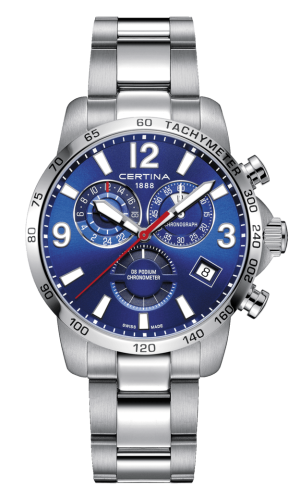 Certina - C034.654.11.047.00  DS Podium Chronograph GMT Stainless Steel / Blue / Bracelet