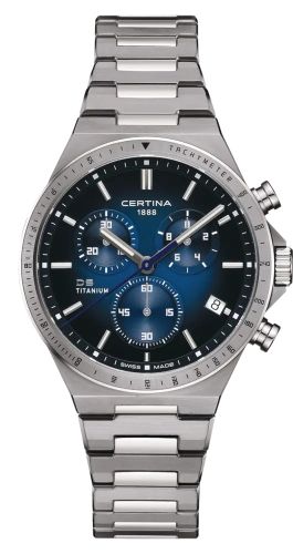 Certina - C043.417.44.041.00  DS-7 Chronograph Titanium / Blue / Bracelet