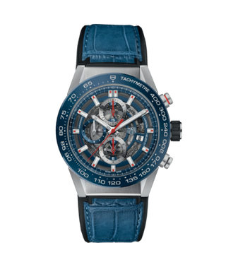 TAG Heuer - CAR201T.FC6406  Carrera Calibre Heuer 01 43 Stainless Steel / Blue Ceramic / Alligator