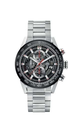 TAG Heuer - CAR201V.BA0714  Carrera Calibre Heuer 01 43 Stainless Steel / Black Ceramic / Skeleton / Bracelet