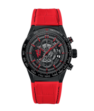 TAG Heuer - CAR2A1J.FC6416  Carrera Calibre Heuer 01 45 Stainless Steel / Skeleton / Alligator / Manchester United