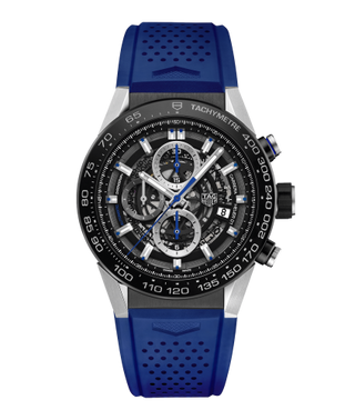 TAG Heuer - CAR2A1T.FT6052  Carrera Calibre Heuer 01 45 Stainless Steel / Skeleton / Rubber /  Blue Touch