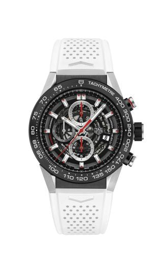 TAG Heuer - CAR2A1Z.FT6051  Carrera Calibre Heuer 01 45 Stainless Steel / Skeleton / White Touch