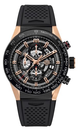 TAG Heuer - CAR2A5A.FT6044  Carrera Calibre Heuer 01 45 Rose Gold / Ceramic / Skeleton / Rubber