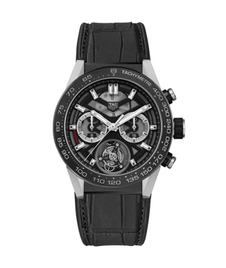 TAG Heuer - CAR5A8Y.FC6377  Carrera Calibre Heuer 02T 45 Chronograph Tourbillon Titanium / Alligator