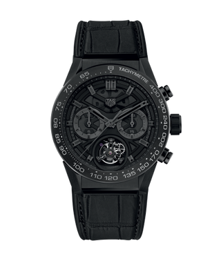 TAG Heuer - CAR5A8Z.FC6377  Carrera Calibre Heuer 02T 45 Chronograph Tourbillon Titanium / Ceramic / Alligator / Black Phantom