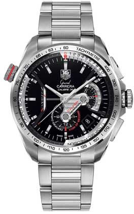 TAG Heuer - CAV5115.BA0902  Grand Carrera Calibre 36RS Caliper Chronograph Stainless Steel / Black / Bracelet