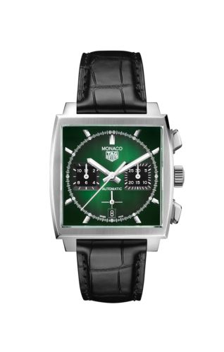 TAG Heuer - CBL2116.FC6497  Monaco Calibre Heuer 02 Stainless Steel / Green