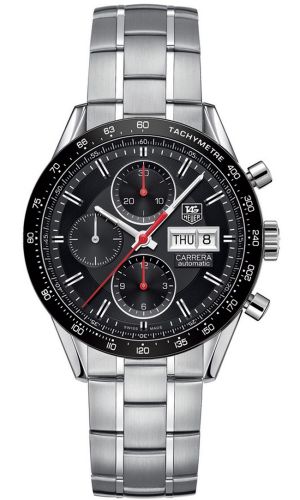 TAG Heuer - CV201AH.BA0725  Carrera Calibre 16 Day Date 41 Stainless Steel / Black / Bracelet