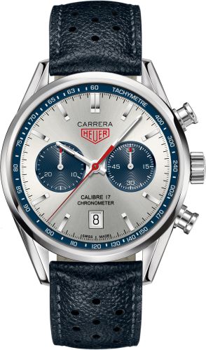 TAG Heuer - CV5111.FC6335  Carrera Calibre 17 41 Stainless Steel / Silver / Calf