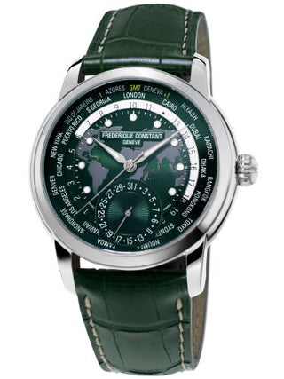 Frederique Constant - FC-718GRWM4H6  Manufacture Worldtimer / Stainless steel / Green