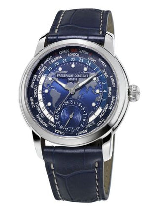 Frederique Constant - FC-718NWM4H6  Manufacture Worldtimer / Stainless steel / Blue /