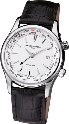 Frederique Constant - FC-255S6B6  Index Worldtimer Quartz Stainless Steel / Silver