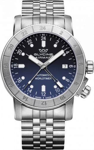 Glycine - GL0064  Airman 42 GMT Automatic Stainless Steel / Blue - Gradient / Bracelet