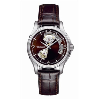 Hamilton - H32565595  Jazzmaster Open Heart 40 Stainless Steel / Brown