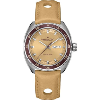 Hamilton - H35435820  Pan Europ Day Date Auto Stainless Steel / Beige