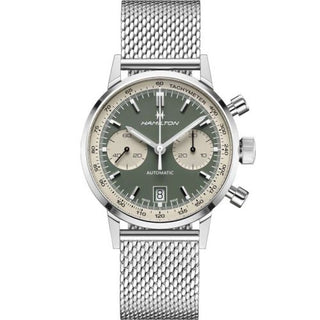 Hamilton - H38416160  Intra-Matic 68 Auto Chrono Stainless Steel / Green / Mesh