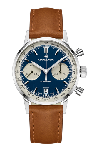 Hamilton - H38416541  Intra-Matic 68 Auto Chrono Stainless Steel / Blue / Strap