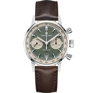 Hamilton - H38416560  Intra-Matic 68 Auto Chrono Stainless Steel / Green / Strap