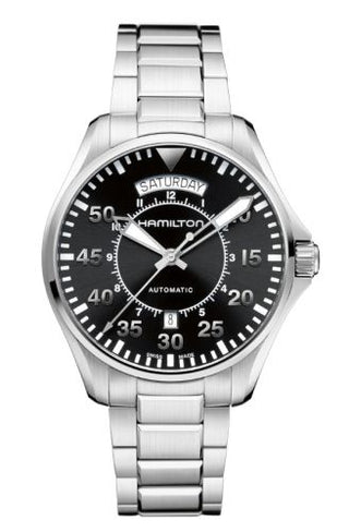 Hamilton - H64615135  Khaki Pilot Day Date Auto 42 Stainless Steel / Black / Bracelet