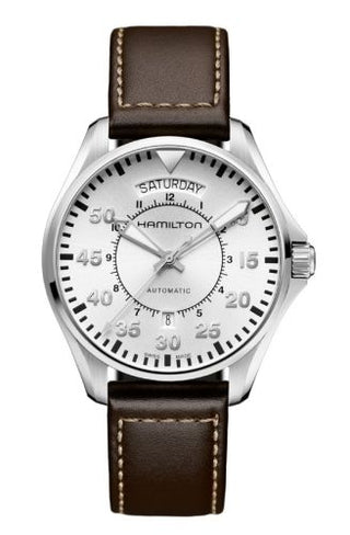 Hamilton - H64615555  Khaki Pilot Day Date Auto 42 Stainless Steel / Silver / Strap