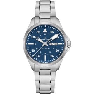 Hamilton - H64635140  Khaki Aviation Pilot Day Date Auto 42 Stainless Steel / Blue / Bracelet