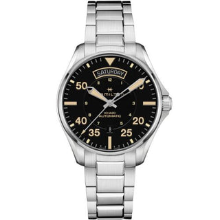 Hamilton - H64645131  Khaki Pilot Day Date Stainless Steel / Black / Bracelet