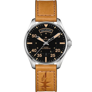 Hamilton - H64645531  Khaki Pilot Day Date Stainless Steel / Black