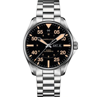 Hamilton - H64725131  Khaki Aviation Pilot Day-Date Auto 46 Stainless Steel / Black / Bracelet