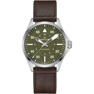 Hamilton - H76305560  Khaki Aviation Pilot Auto 39 Stainless Steel / Green