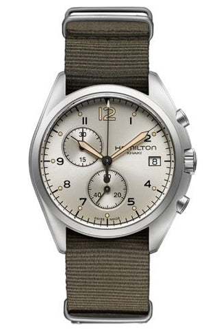 Hamilton - H76552955  Khaki Aviation Pilot Pioneer Chrono Quartz Beige / NATO