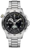 Hamilton - H76714135  Khaki Pilot Chrono Worldtimer Stainless Steel / Black / Bracelet