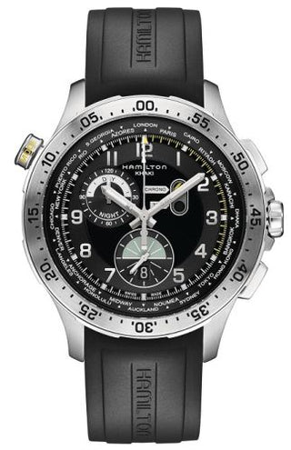 Hamilton - H76714335  Khaki Pilot Chrono Worldtimer Stainless Steel / Black / Rubber