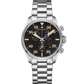 Hamilton - H76722131  Khaki Pilot Chrono Quartz 44 Stainless Steel / Black