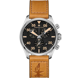 Hamilton - H76722531  Khaki Pilot Chrono Quartz 44 Stainless Steel / Black