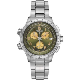 Hamilton - H77932160  Khaki Aviation X-Wind GMT Chrono Quartz Stainless Steel / Green / Bracelet