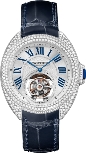 Cartier - HPI00933  Clé de Cartier 35 Flying Tourbillon White Gold / Full Diamonds / Red