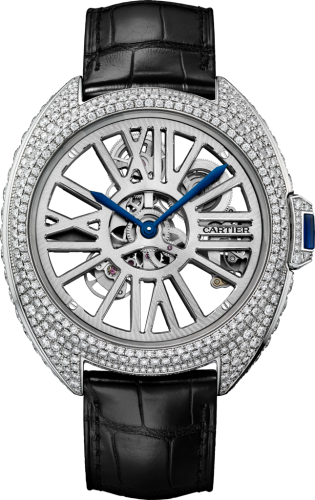 Cartier - HPI01057  Clé de Cartier 41 Skeleton Automatic Palladium / Diamond