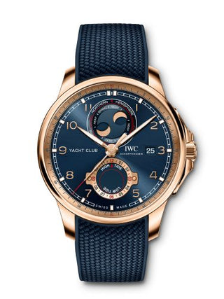 IWC - IW3440-01  Portugieser Yacht Club Moon & Tide Red Gold  / Blue / Rubber