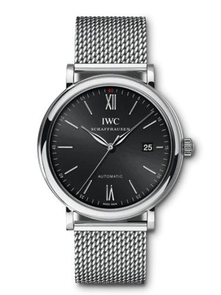 IWC - IW3565-08  Portofino Automatic Stainless Steel / Black / Short Milanese