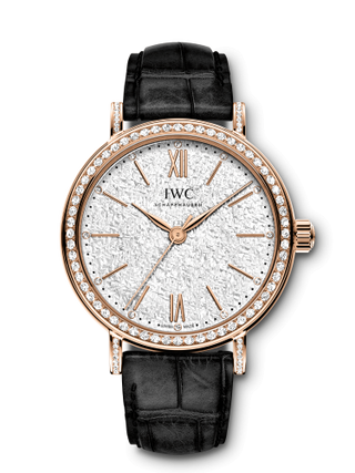 IWC - IW3574-06  Portofino 34 Rose Gold / Diamond / Silver-Embossed / Santoni