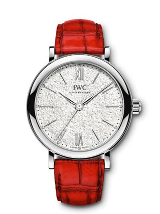 IWC - IW3574-08  Portofino 34 Stainless Steel / Silver Embossed / Santoni