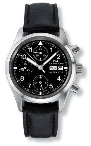 IWC - IW3706-01  Pilot's Watch Chronograph Stainless Steel / Black / German / Strap