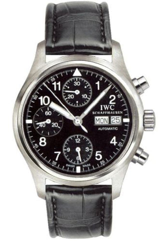 IWC - IW3706-02  Pilot's Watch Chronograph Stainless Steel / Black / Italian / Strap