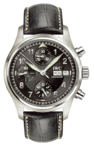 IWC - IW3706-11  Pilot's Watch Spitfire Chronograph Stainless Steel / Black / German / Strap