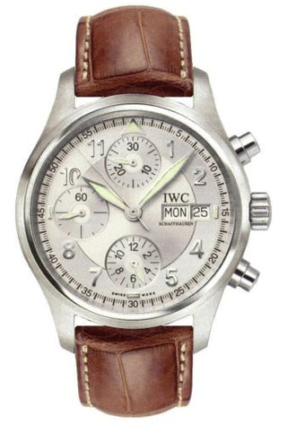 IWC - IW3706-21  Pilot's Watch Spitfire Chronograph Stainless Steel / Silver / German / Strap