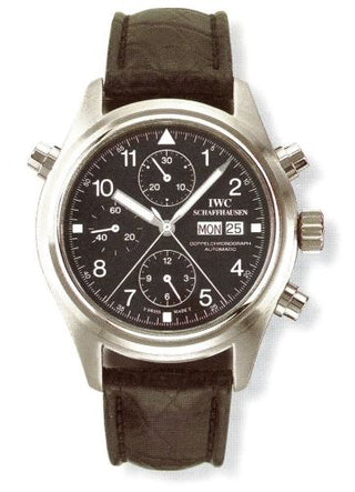 IWC - IW3711-01  Pilot's Watch Doppelchronograph Stainless Steel / Black / German / Strap